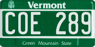VT license plate COE289