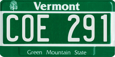 VT license plate COE291
