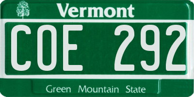 VT license plate COE292