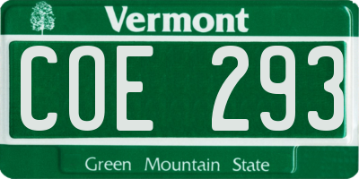 VT license plate COE293