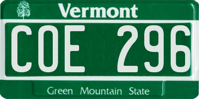 VT license plate COE296