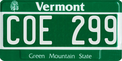 VT license plate COE299