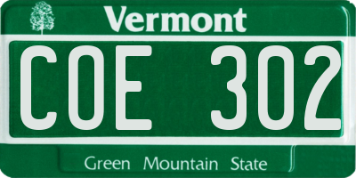 VT license plate COE302