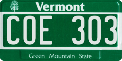 VT license plate COE303