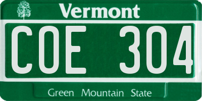 VT license plate COE304