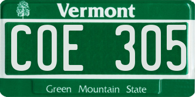 VT license plate COE305
