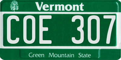 VT license plate COE307