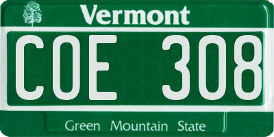VT license plate COE308