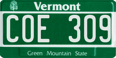 VT license plate COE309