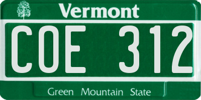 VT license plate COE312