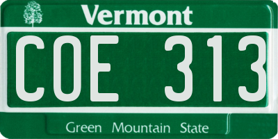 VT license plate COE313