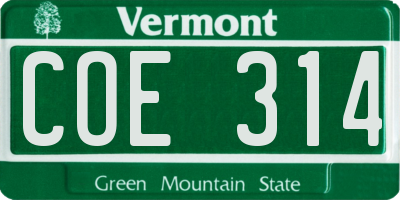 VT license plate COE314