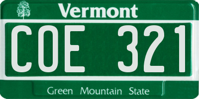VT license plate COE321