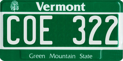 VT license plate COE322