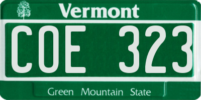VT license plate COE323