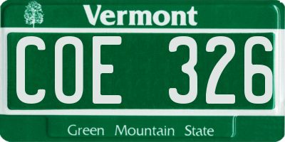 VT license plate COE326