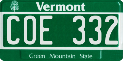 VT license plate COE332