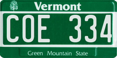 VT license plate COE334