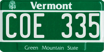 VT license plate COE335