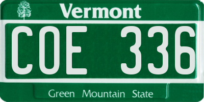 VT license plate COE336