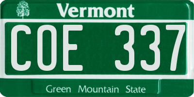 VT license plate COE337