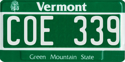 VT license plate COE339
