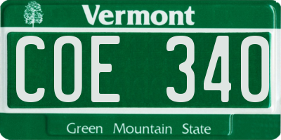 VT license plate COE340