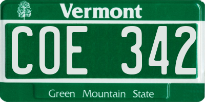 VT license plate COE342