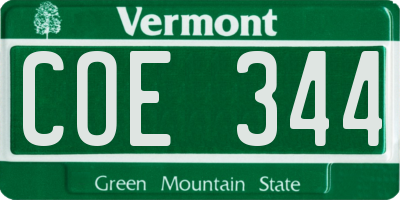 VT license plate COE344