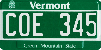 VT license plate COE345