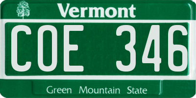 VT license plate COE346