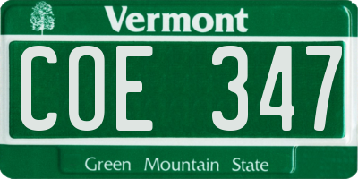 VT license plate COE347