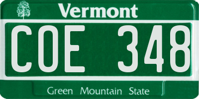 VT license plate COE348
