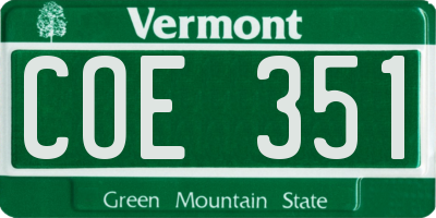 VT license plate COE351