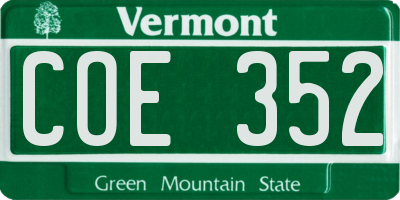 VT license plate COE352