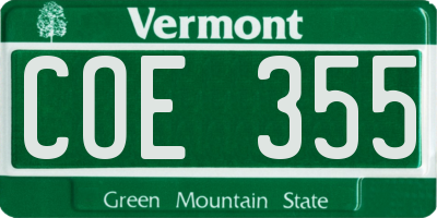 VT license plate COE355