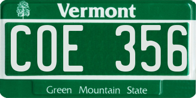 VT license plate COE356