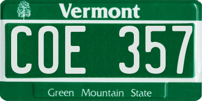 VT license plate COE357