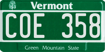 VT license plate COE358