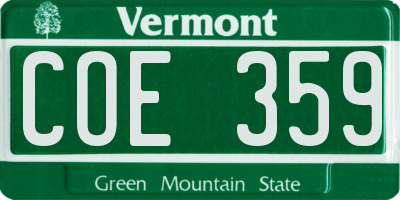 VT license plate COE359