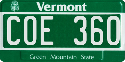 VT license plate COE360