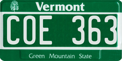 VT license plate COE363