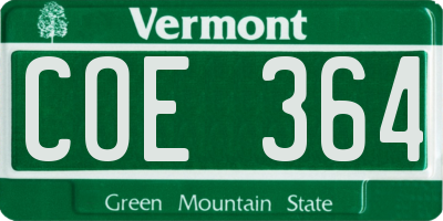 VT license plate COE364