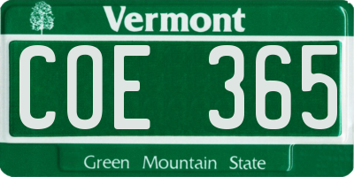 VT license plate COE365