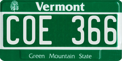 VT license plate COE366