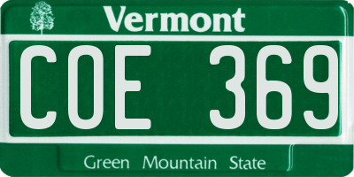 VT license plate COE369