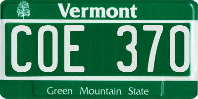 VT license plate COE370