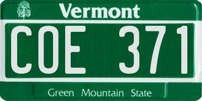 VT license plate COE371