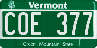 VT license plate COE377