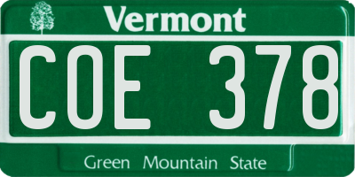 VT license plate COE378